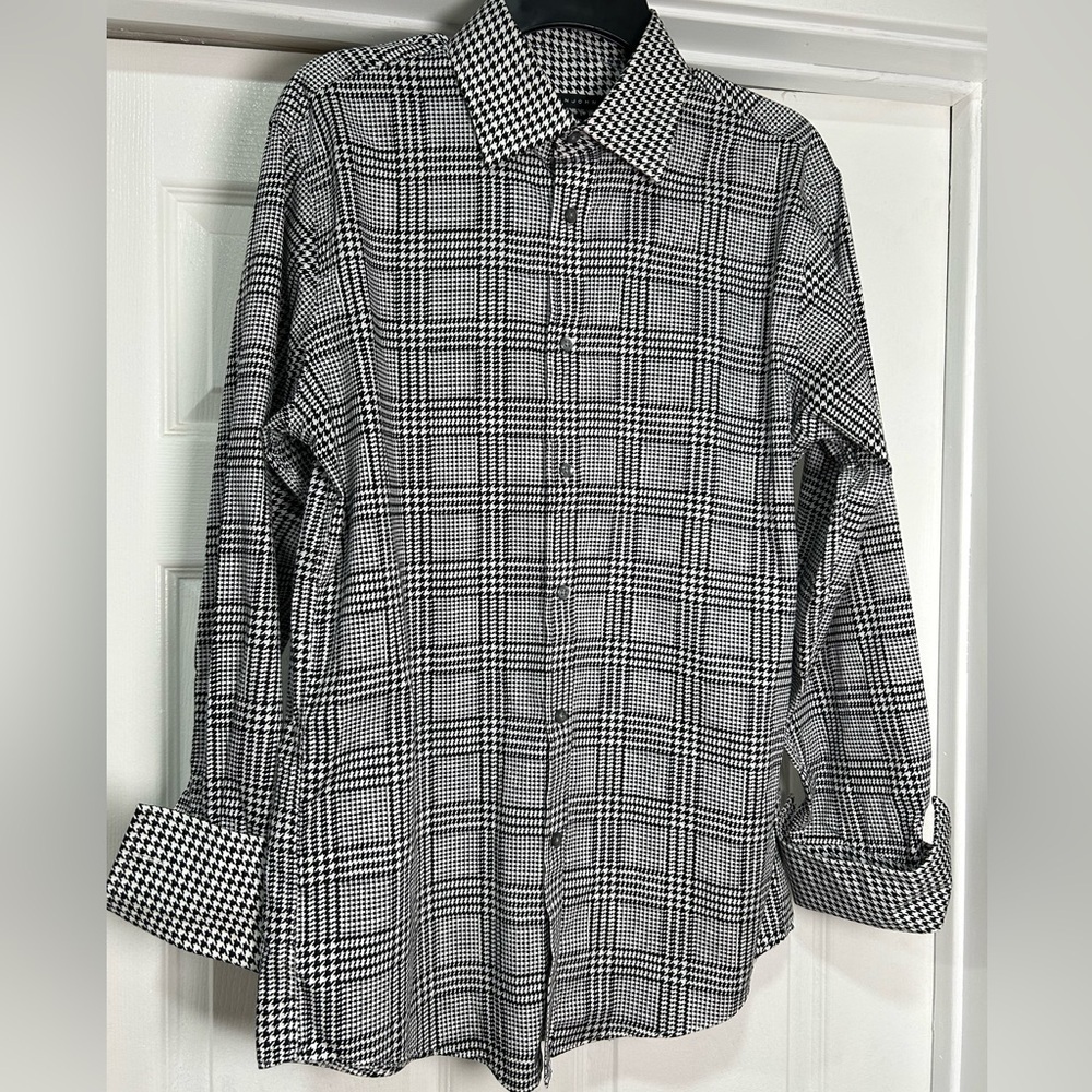 Sean John Monochrome Plaid Button Down Shirt